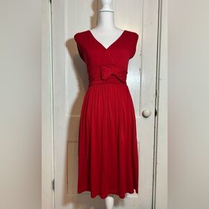 Red Rayon Blend Fit and Flare Cross Front Dress size Medium